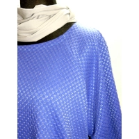 Trapezowa tunika z dłuższym tyłem - kobaltowa przetykana srebrna nitką